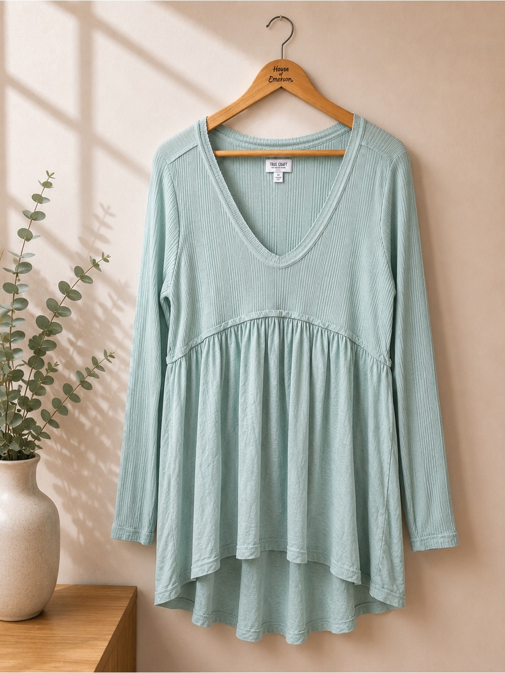 True Craft Teal Babydoll Top Size 2X